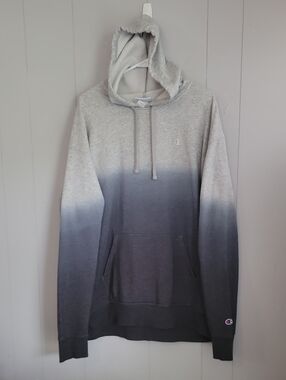 Champion Mens Pullover Hooded Sweatshirt XL Gray Blue Ombre Long Sleeve